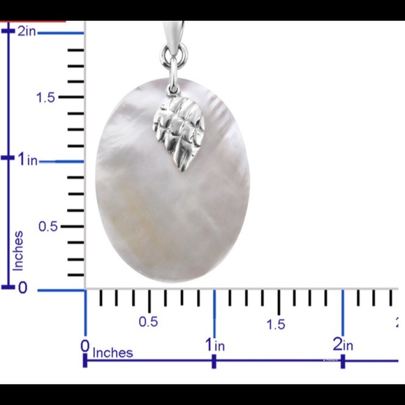 Mother of Pearl Feather Charm Pendant in Sterling Silver - Picture 5 of 8